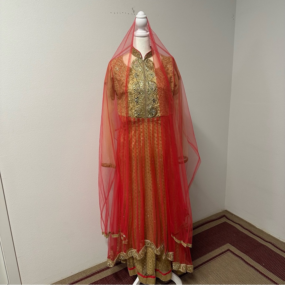 Gold and pink salwar kameez maxi dress